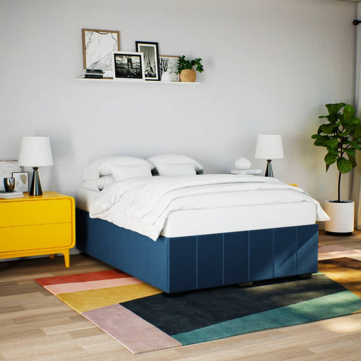 sengeramme uden madras 140x200 cm stof blå