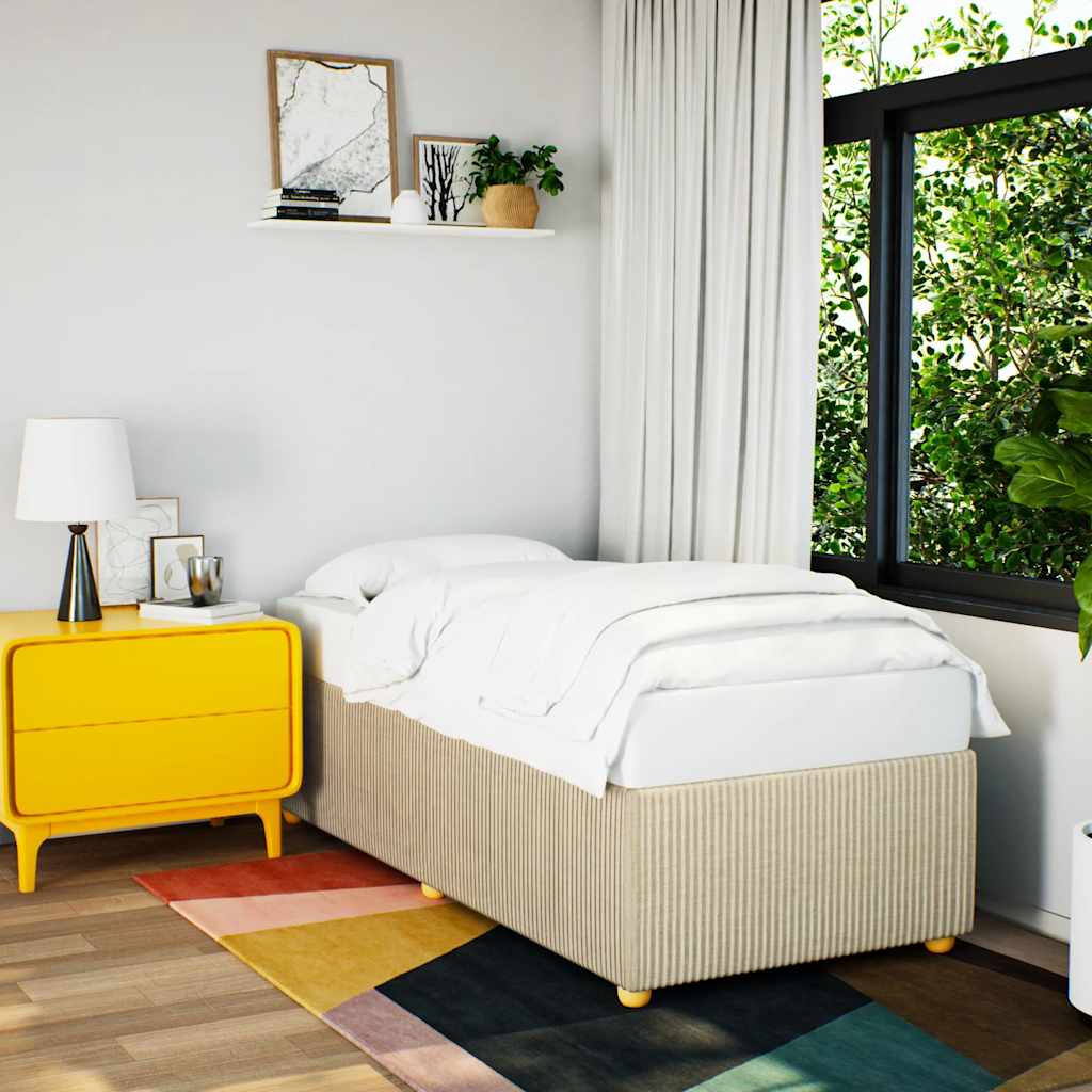sengeramme uden madras 90x190 cm stof cremefarvet
