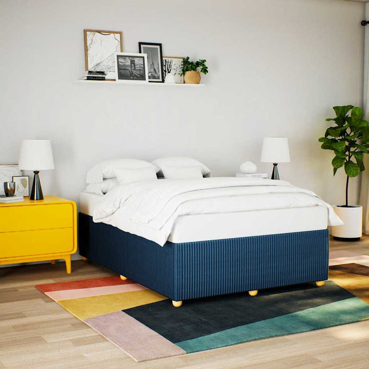 sengeramme uden madras 140x190 cm stof blå