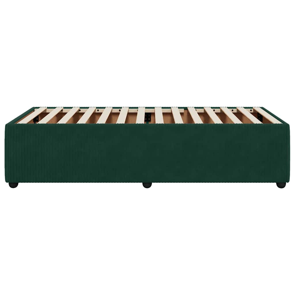 Sengeramme uden madras Mørkegrøn 80x200 cm Fløjl