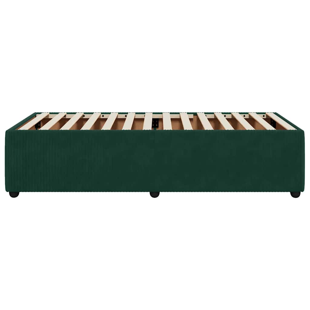Sengeramme uden madras Mørkegrøn 90x190 cm Fløjl
