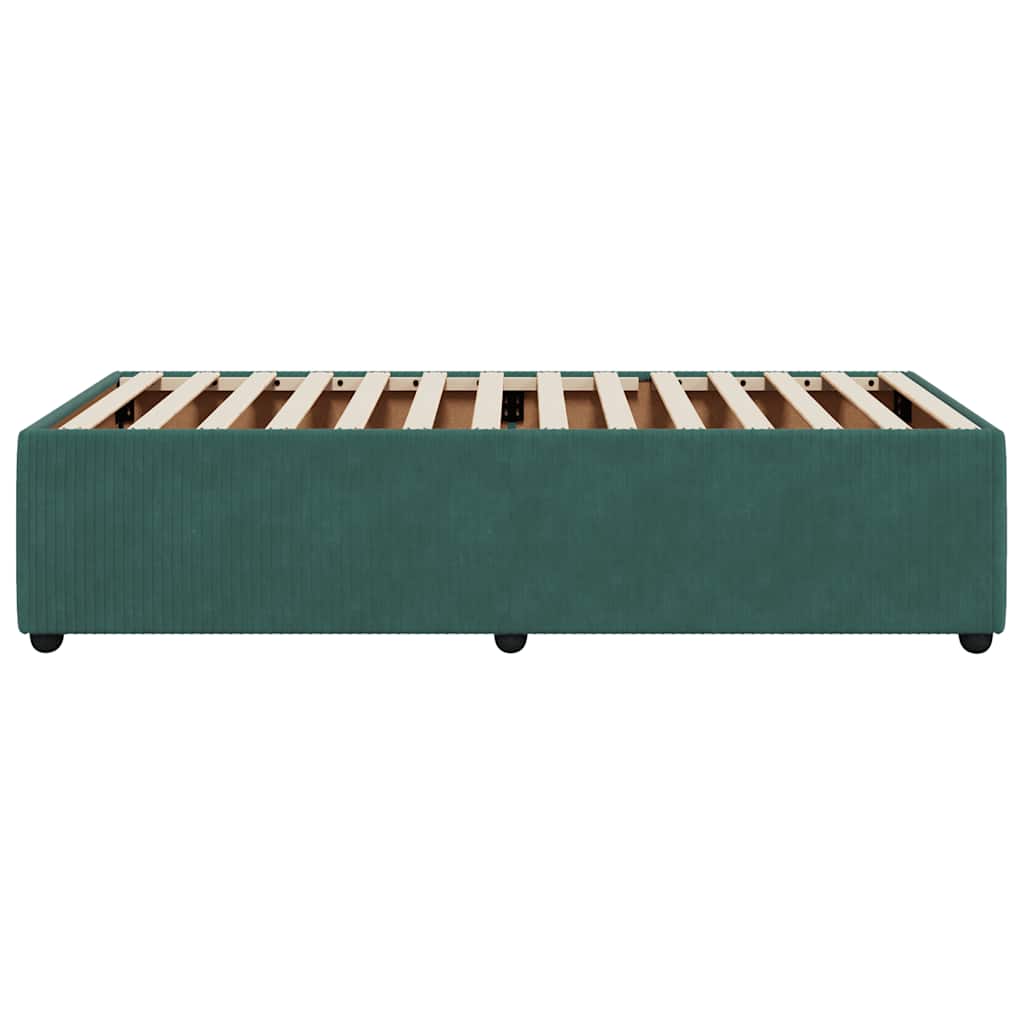 Sengeramme uden madras Mørkegrøn 90x200 cm Fløjl