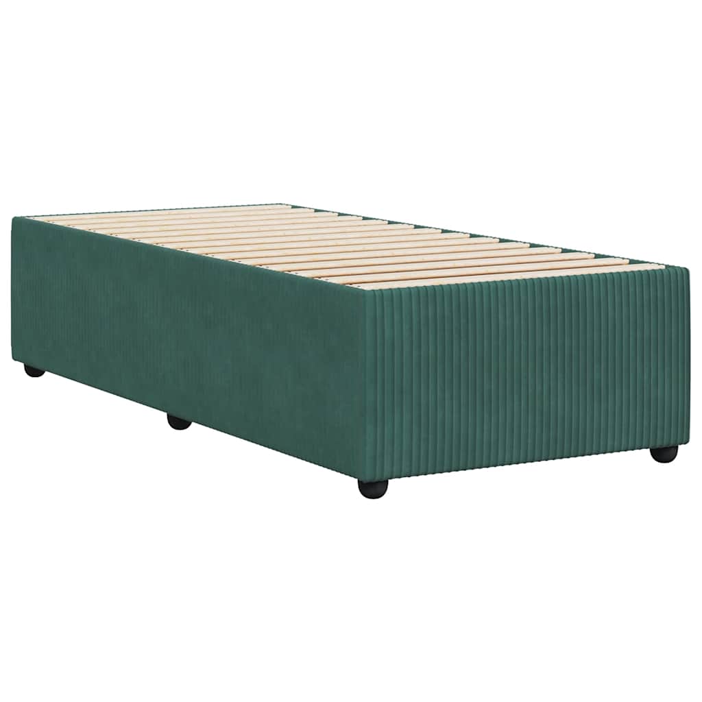 Sengeramme uden madras Mørkegrøn 90x200 cm Fløjl