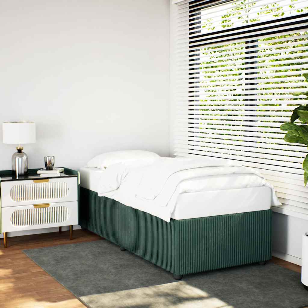 Sengeramme uden madras Mørkegrøn 90x200 cm Fløjl
