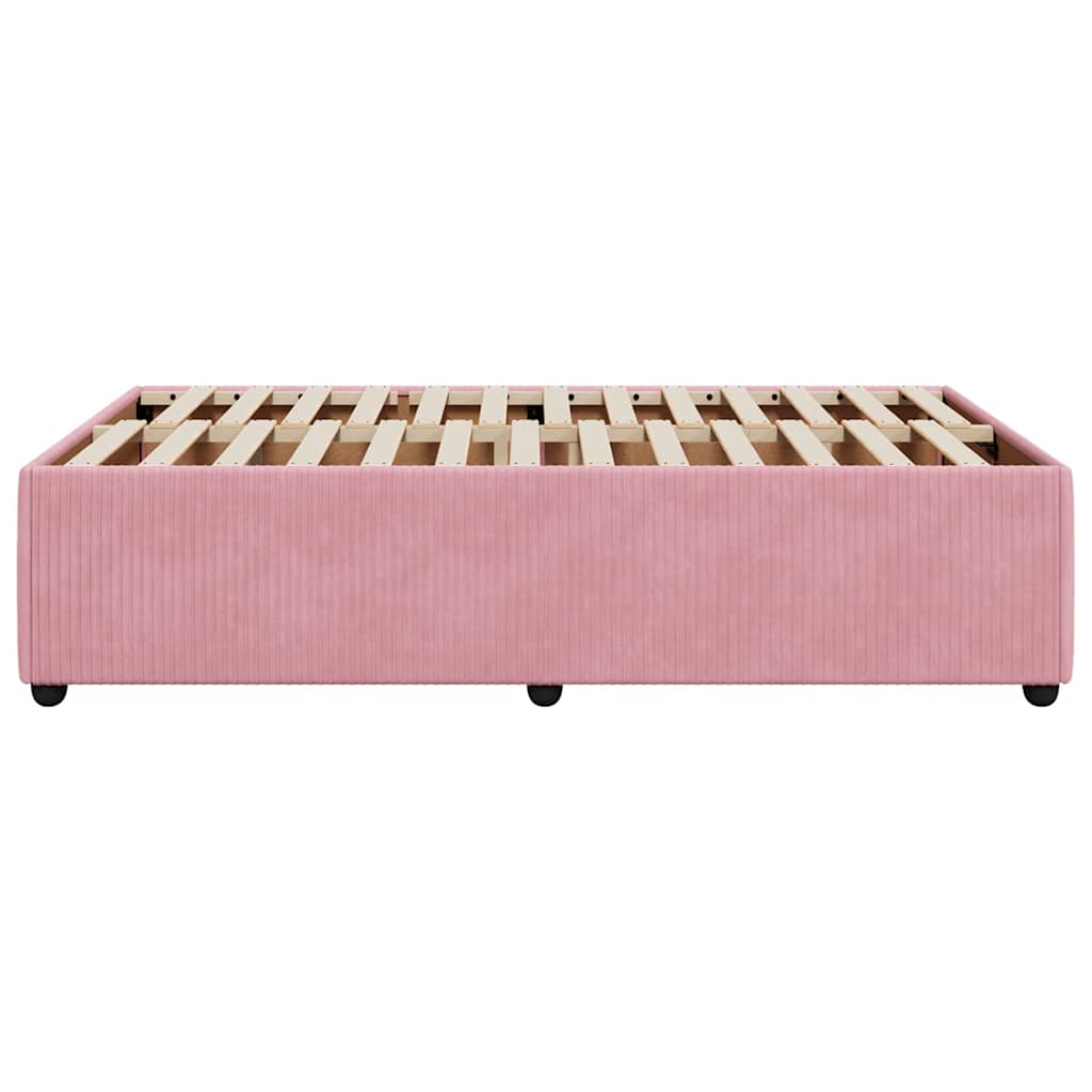 sengeramme uden madras 120x190 cm fløjl lyserød