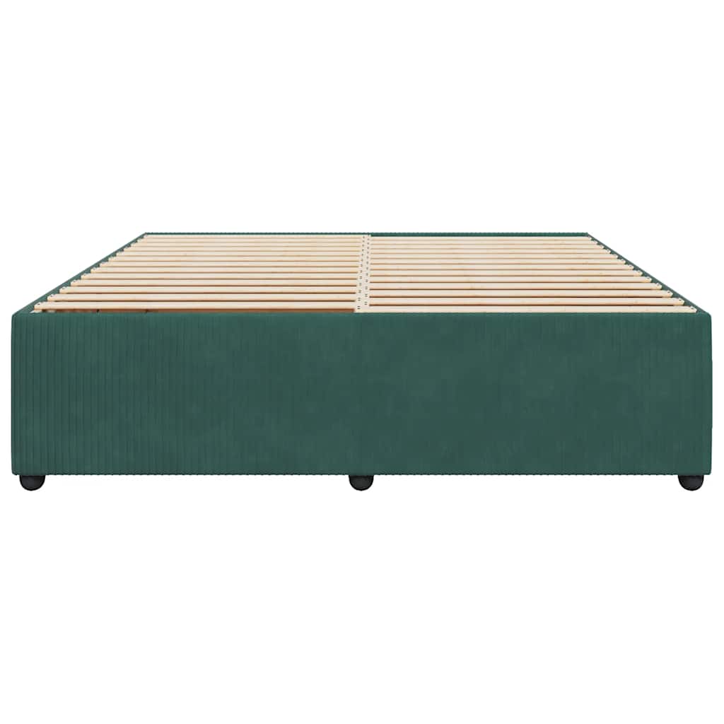 Sengeramme uden madras Mørkegrøn 200x200 cm Fløjl