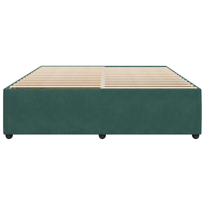 Sengeramme uden madras Mørkegrøn 200x200 cm Fløjl