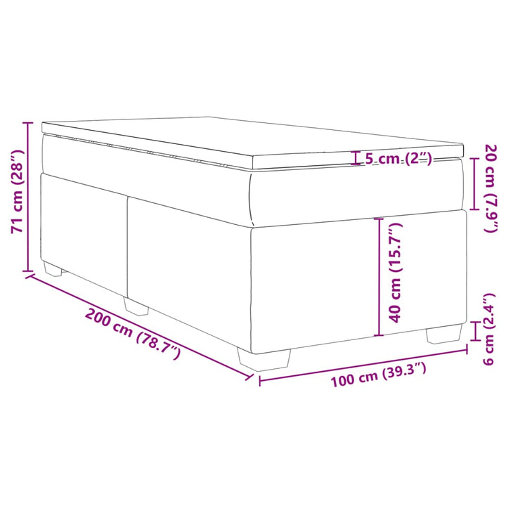 kontinentalseng med madras 100x200 cm stof sort