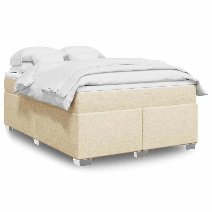 kontinentalseng med madras 140x190 cm stof cremefarvet