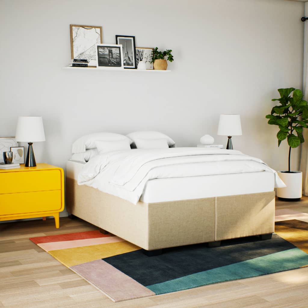 kontinentalseng med madras 140x200 cm stof cremefarvet