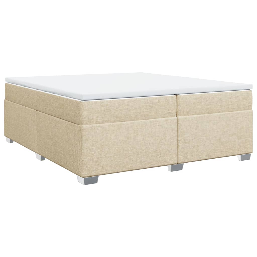 kontinentalseng med madras 200x200 cm stof cremefarvet
