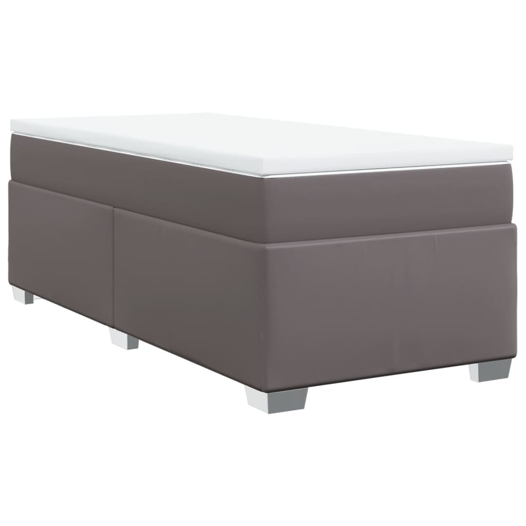 kontinentalseng med madras 80x200 cm kunstlæder grå