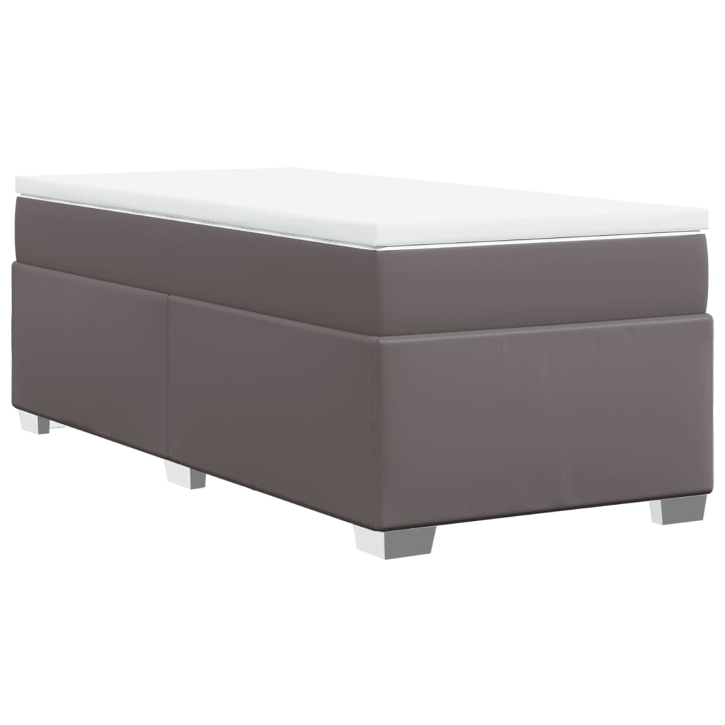 kontinentalseng med madras 80x200 cm kunstlæder grå