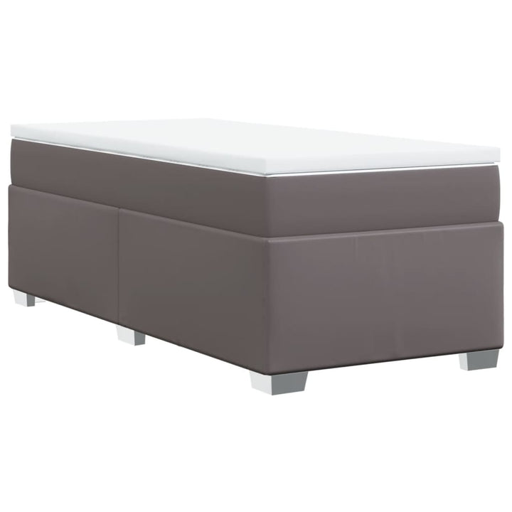 kontinentalseng med madras 90x190 cm kunstlæder grå