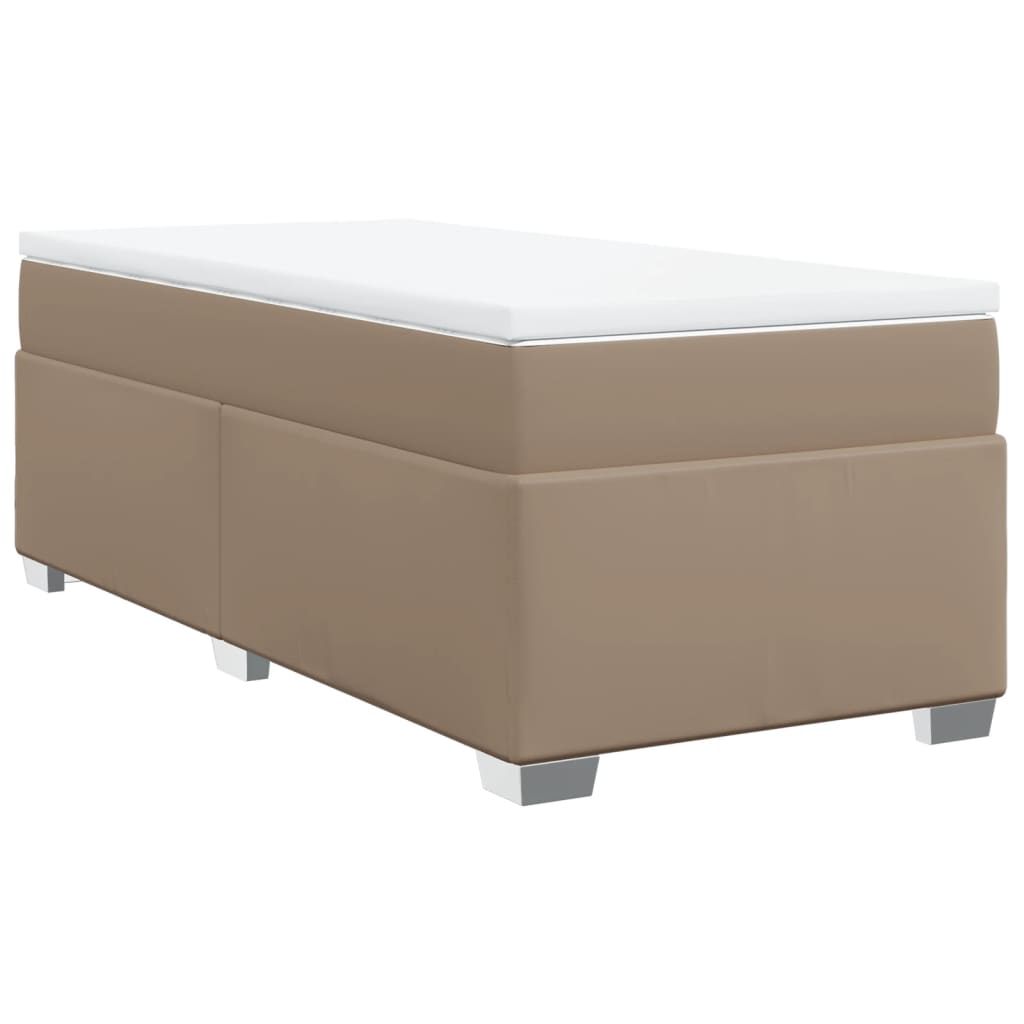 kontinentalseng 90x190 cm kunstlæder cappuccinofarvet