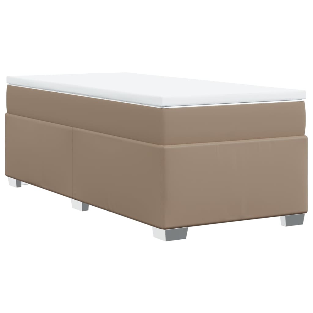 kontinentalseng 90x190 cm kunstlæder cappuccinofarvet