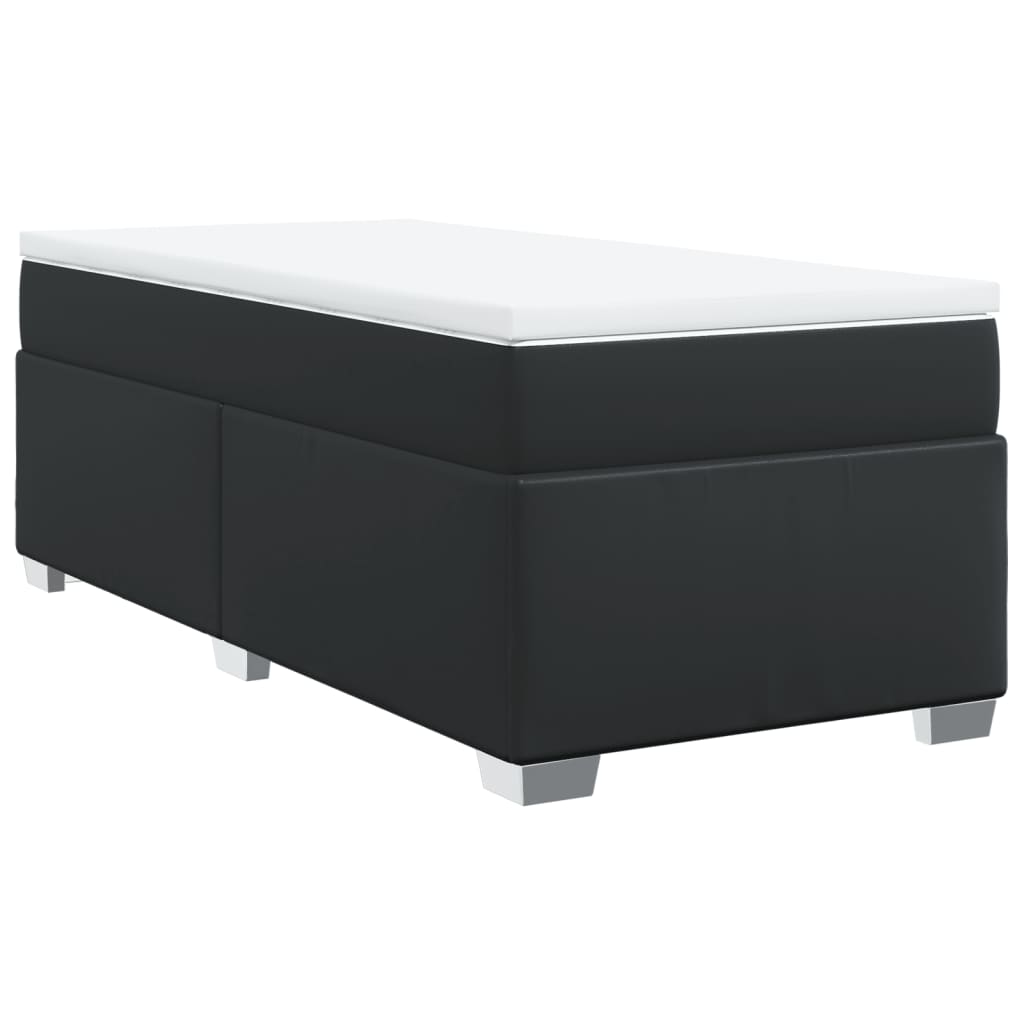kontinentalseng med madras 90x200 cm kunstlæder sort