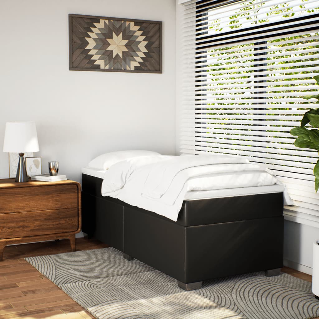 kontinentalseng med madras 90x200 cm kunstlæder sort