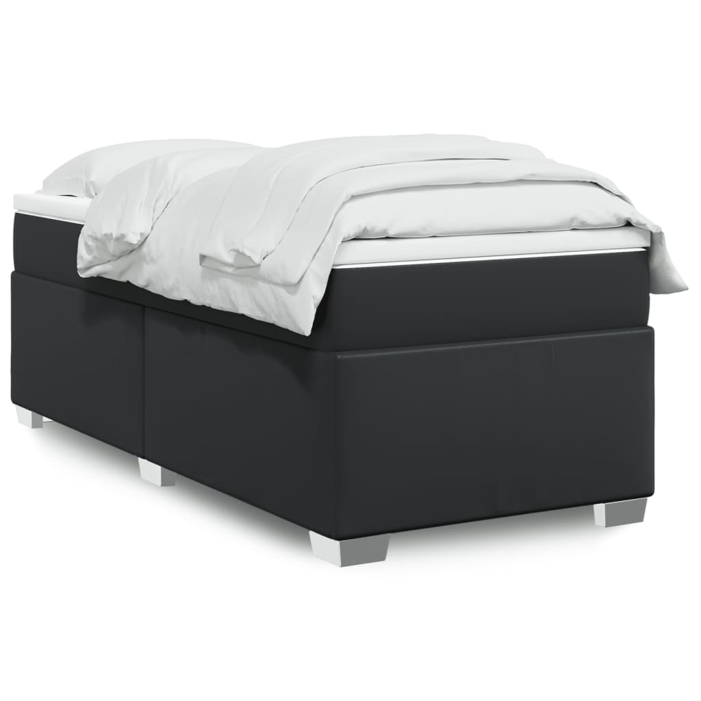 kontinentalseng med madras 90x200 cm kunstlæder sort