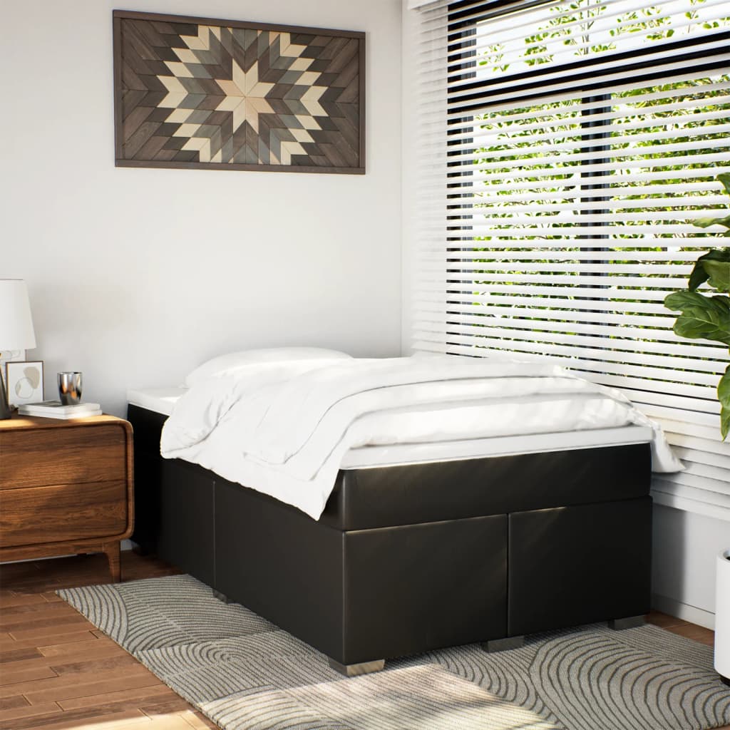 kontinentalseng med madras 120x190 cm kunstlæder sort