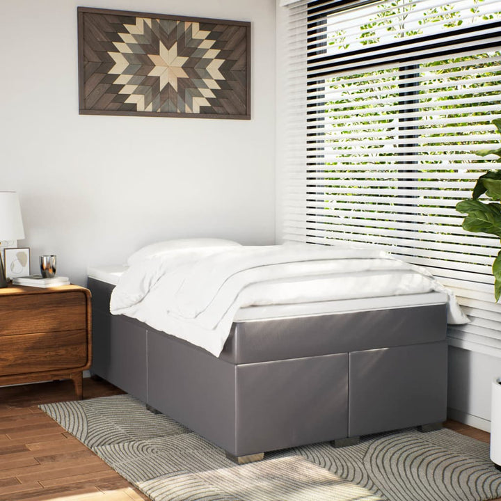 kontinentalseng med madras 120x190 cm kunstlæder grå