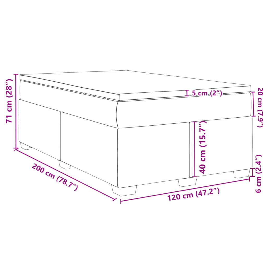 kontinentalseng 120x200 cm kunstlæder cappuccinofarvet