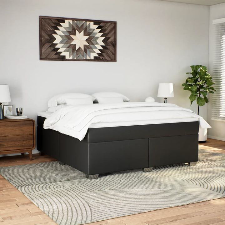 kontinentalseng med madras 180x200 cm kunstlæder sort