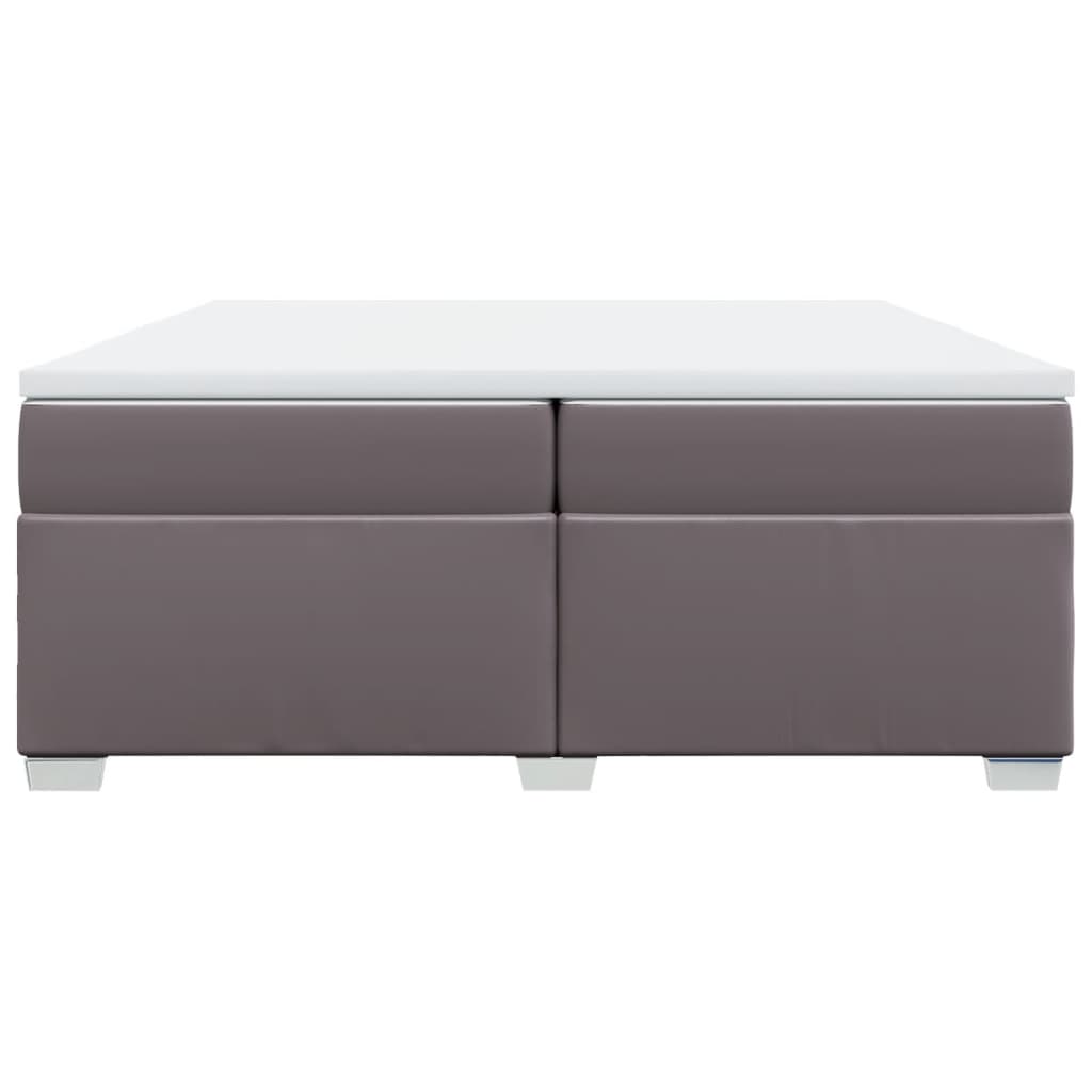 kontinentalseng med madras 200x200 cm kunstlæder grå