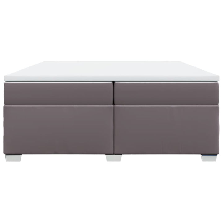 kontinentalseng med madras 200x200 cm kunstlæder grå