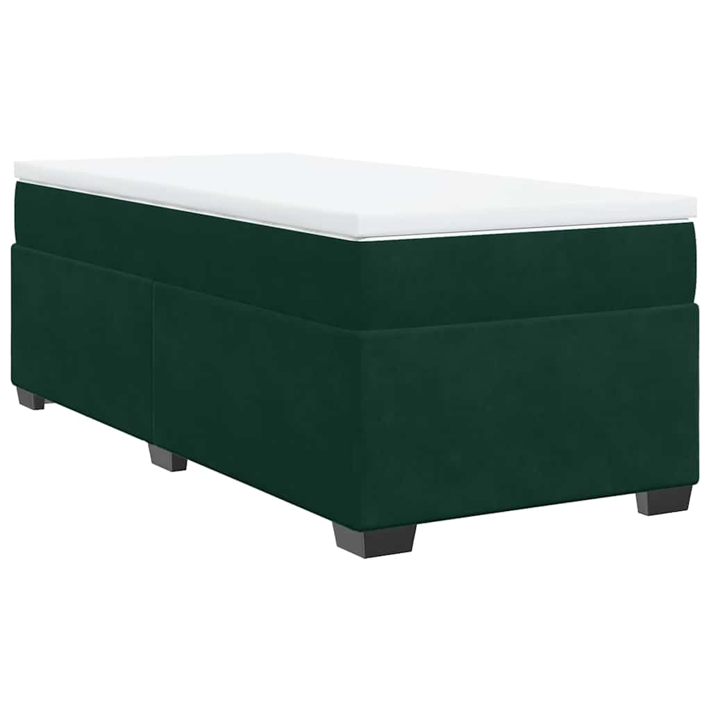 kontinentalseng med madras 80x200 cm fløjl mørkegrøn