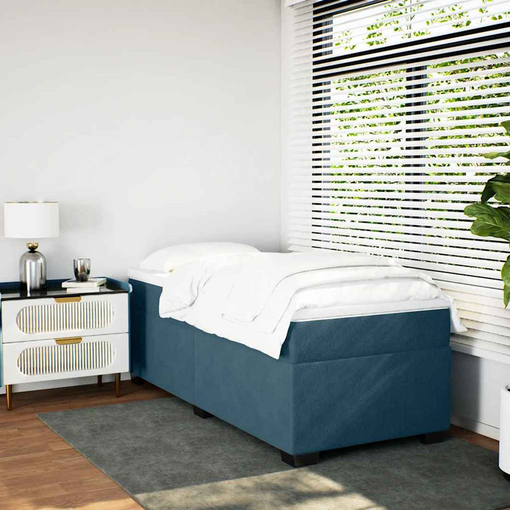 kontinentalseng med madras 80x200 cm fløjl mørkeblå
