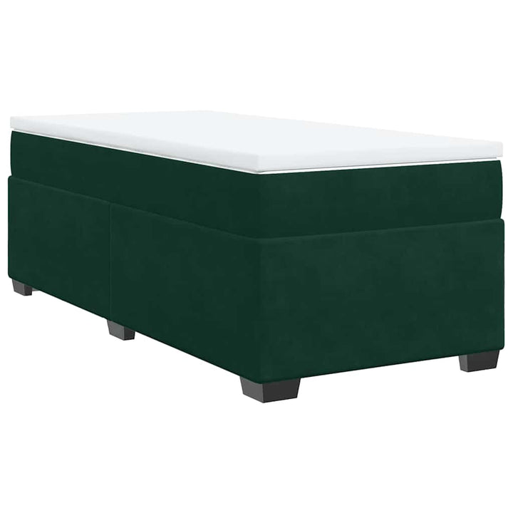 kontinentalseng med madras 90x190 cm fløjl mørkegrøn