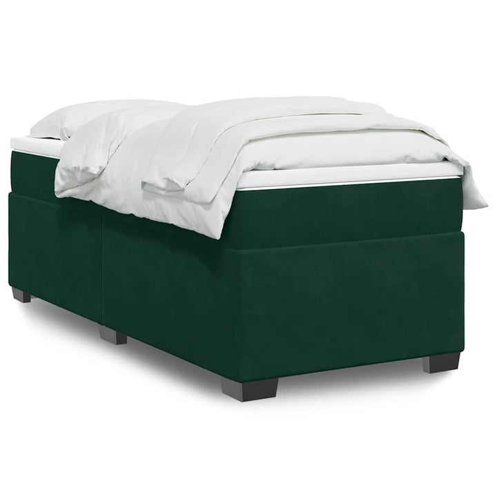 kontinentalseng med madras 90x190 cm fløjl mørkegrøn