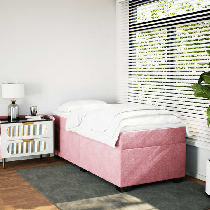 kontinentalseng med madras 90x190 cm fløjl pink