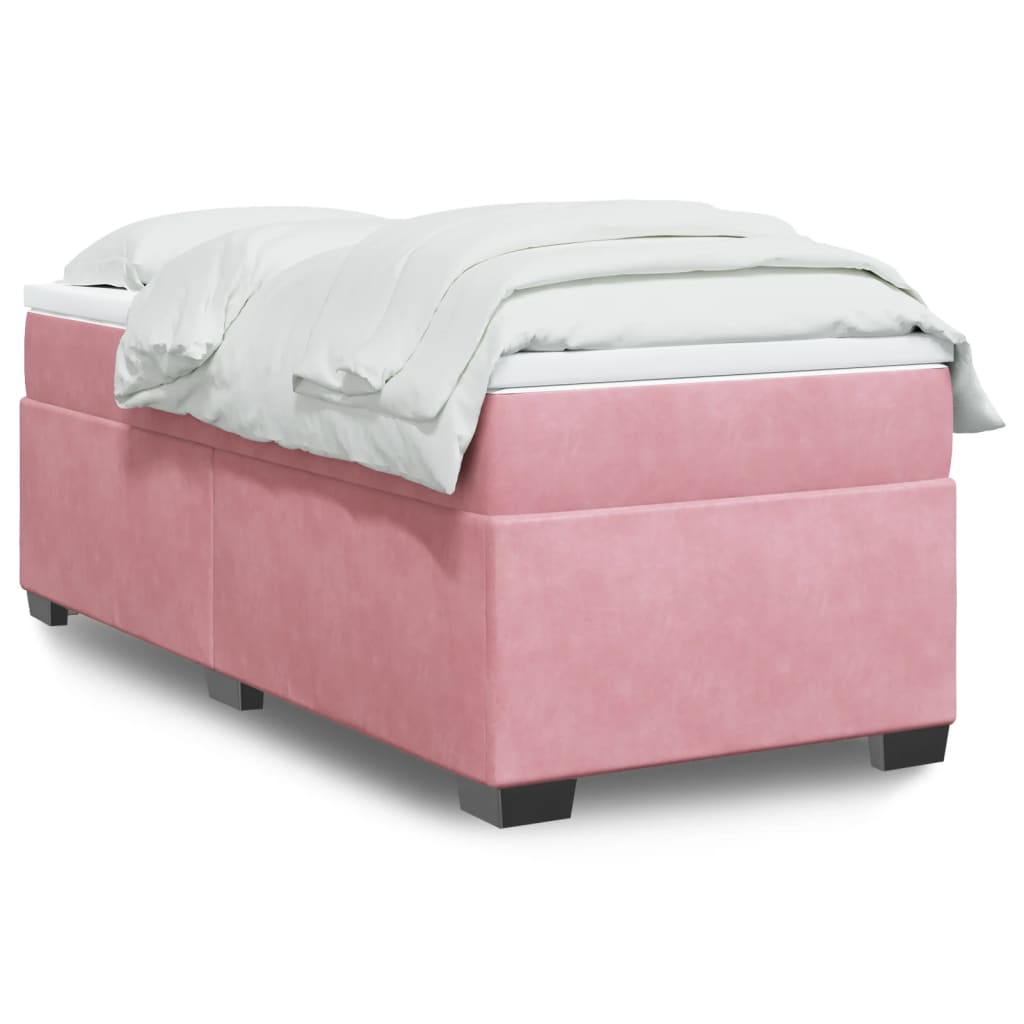 kontinentalseng med madras 90x190 cm fløjl pink