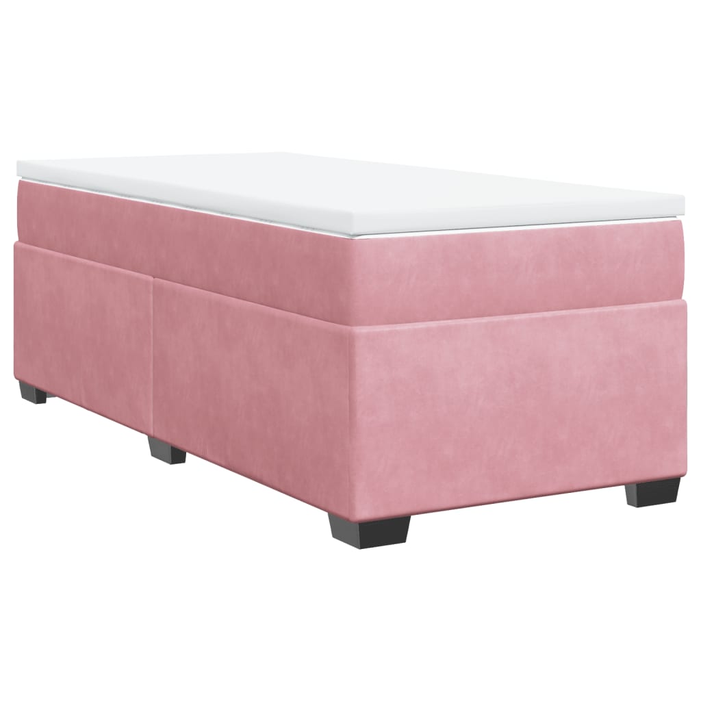 kontinentalseng med madras 90x200 cm fløjl lyserød