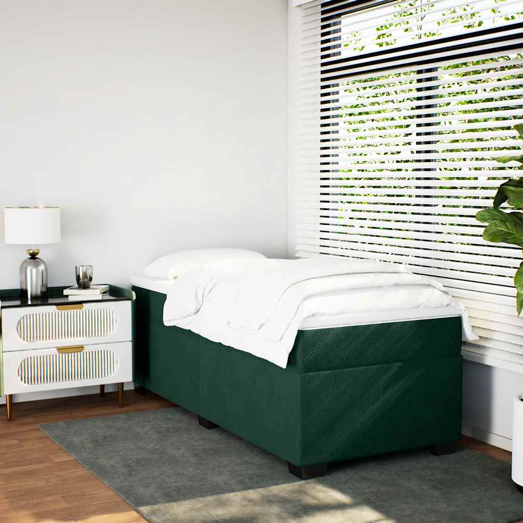 kontinentalseng med madras 100x200 cm fløjl mørkegrøn
