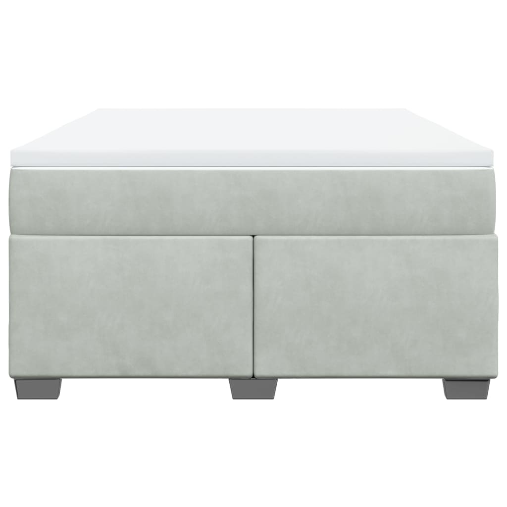 kontinentalseng med madras 160x200 cm fløjl lysegrå