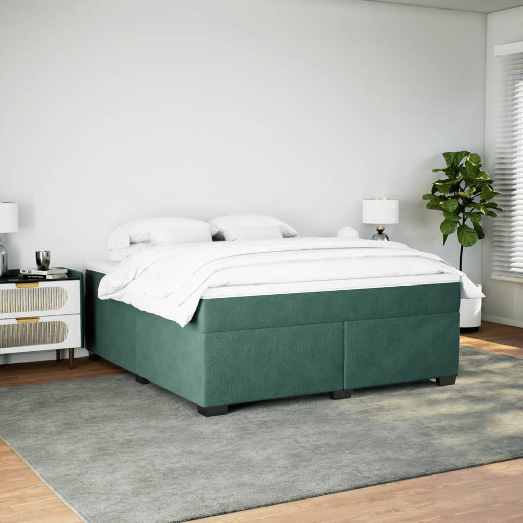 kontinentalseng med madras 180x200 cm fløjl mørkegrøn