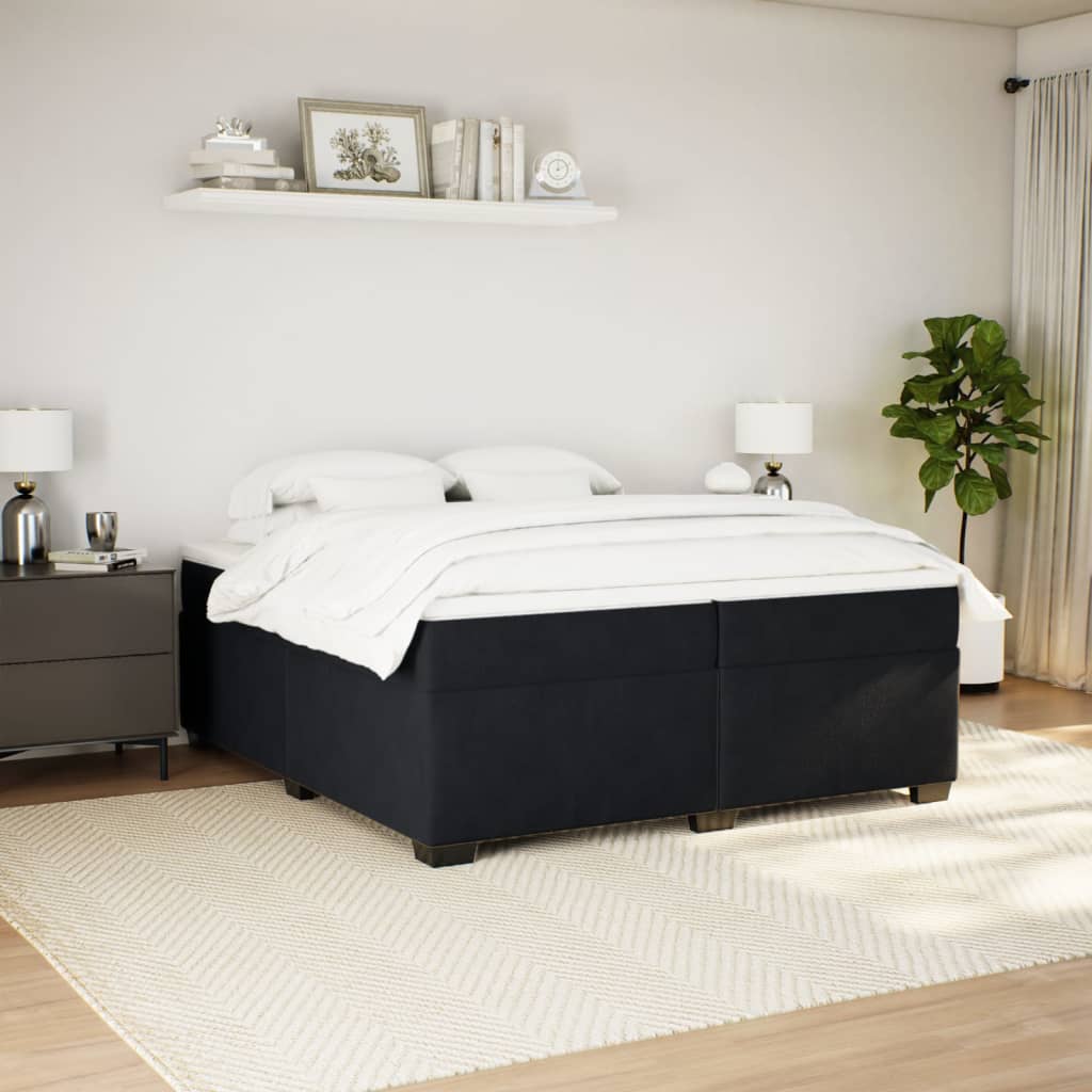 kontinentalseng med madras 200x200 cm fløjl sort
