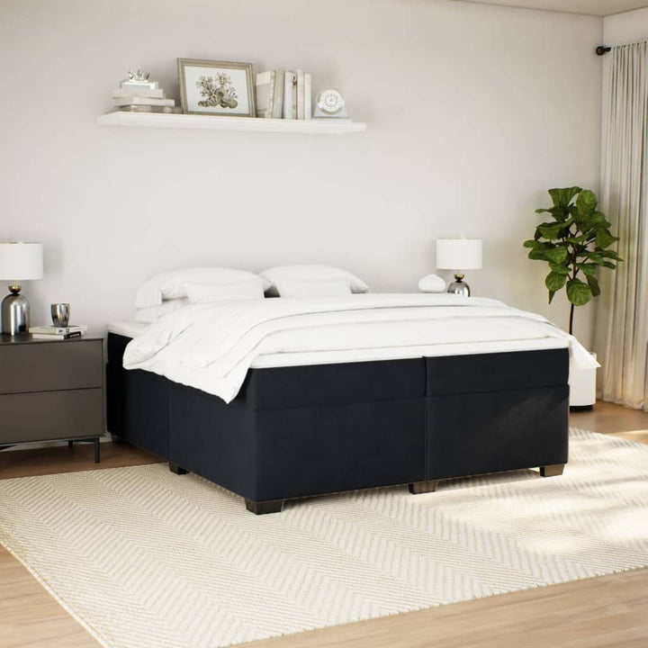 kontinentalseng med madras 200x200 cm fløjl sort