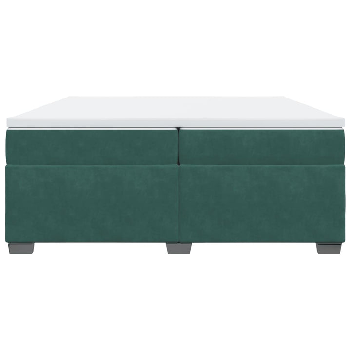 kontinentalseng med madras 200x200 cm fløjl mørkegrøn