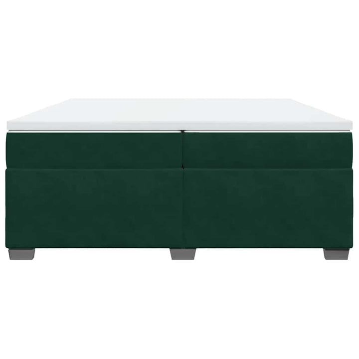 kontinentalseng med madras 200x200 cm fløjl mørkegrøn