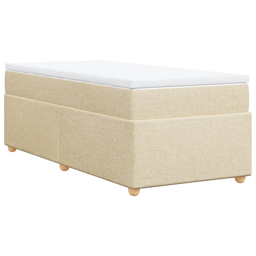 kontinentalseng med madras 90x190 cm stof cremefarvet