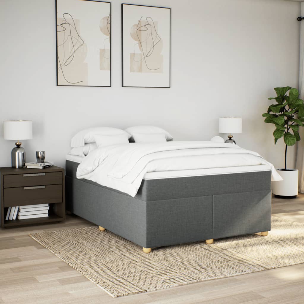 kontinentalseng med madras 140x190 cm stof mørkegrå