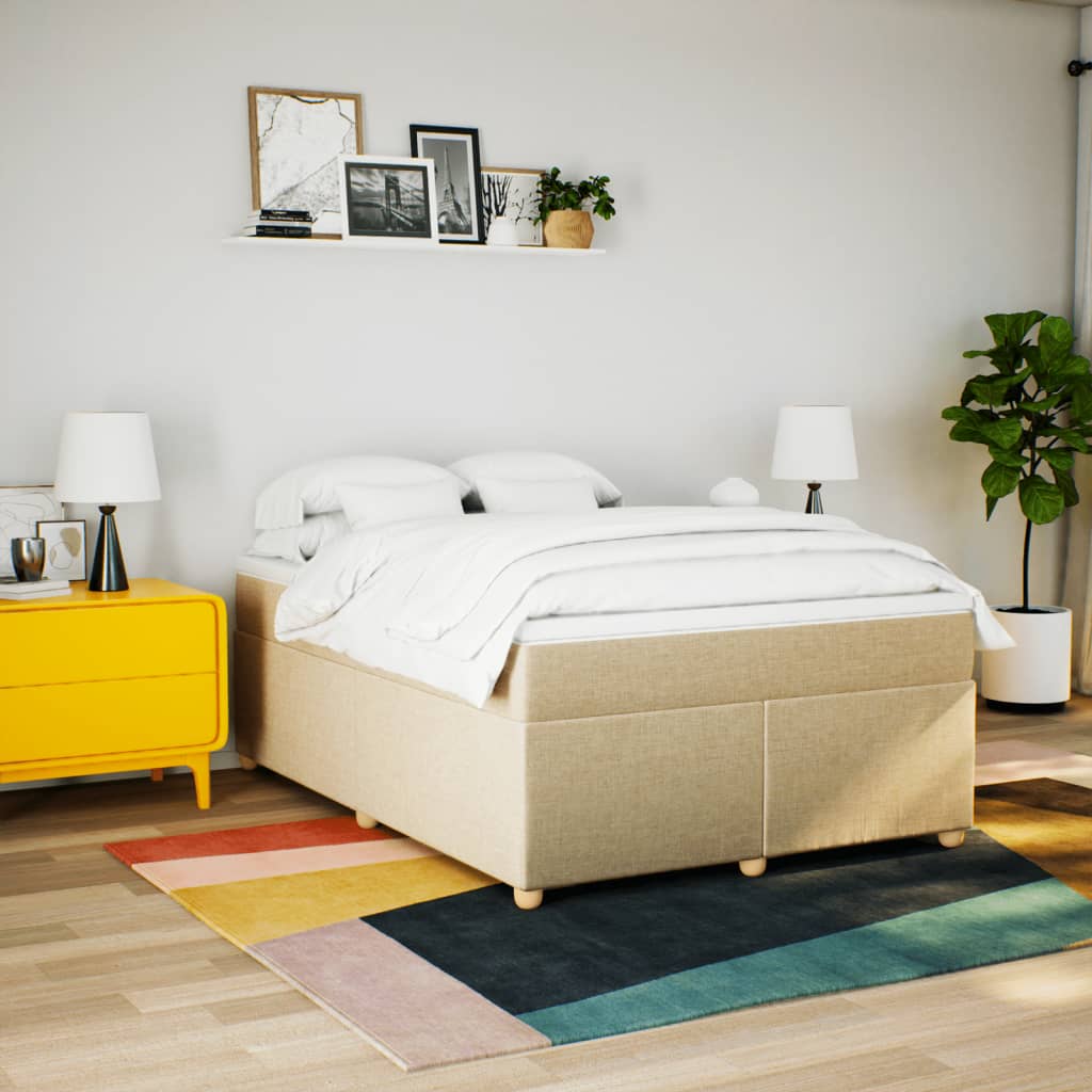 kontinentalseng med madras 140x200 cm stof cremefarvet