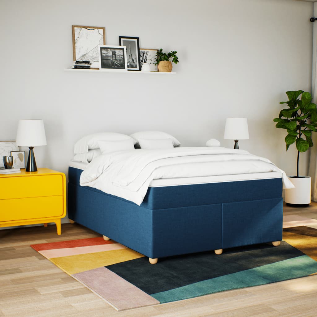 kontinentalseng med madras 140x200 cm stof blå