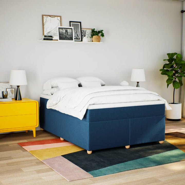 kontinentalseng med madras 160x200 cm stof blå