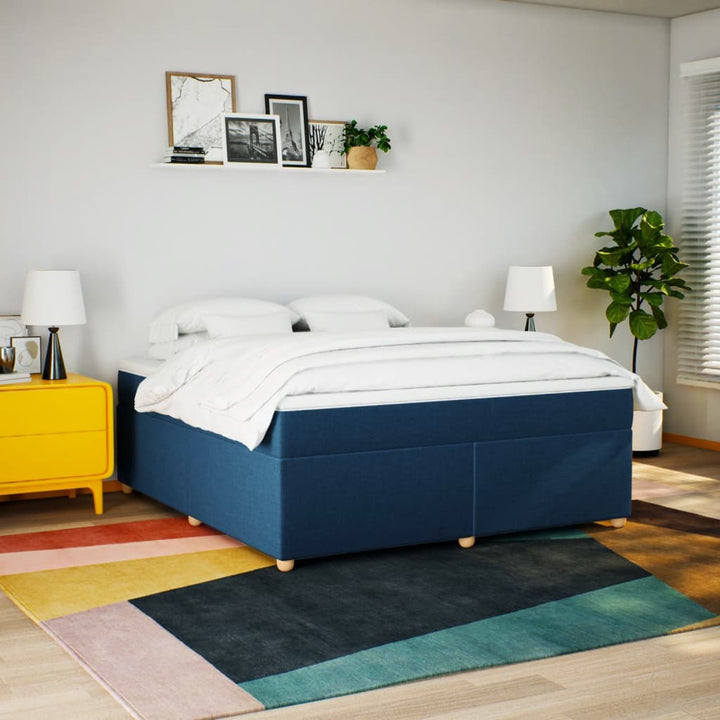 kontinentalseng med madras 180x200 cm stof blå