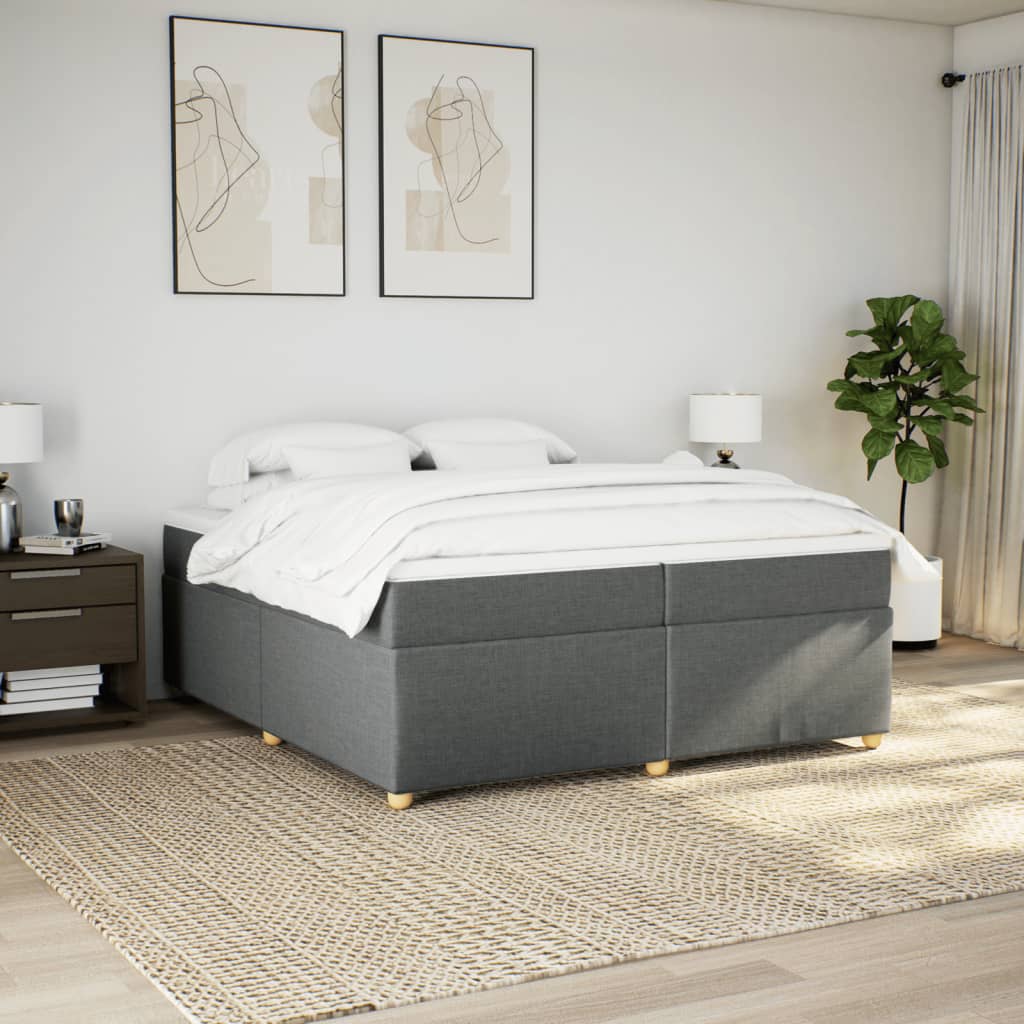 kontinentalseng med madras 200x200 cm stof mørkegrå